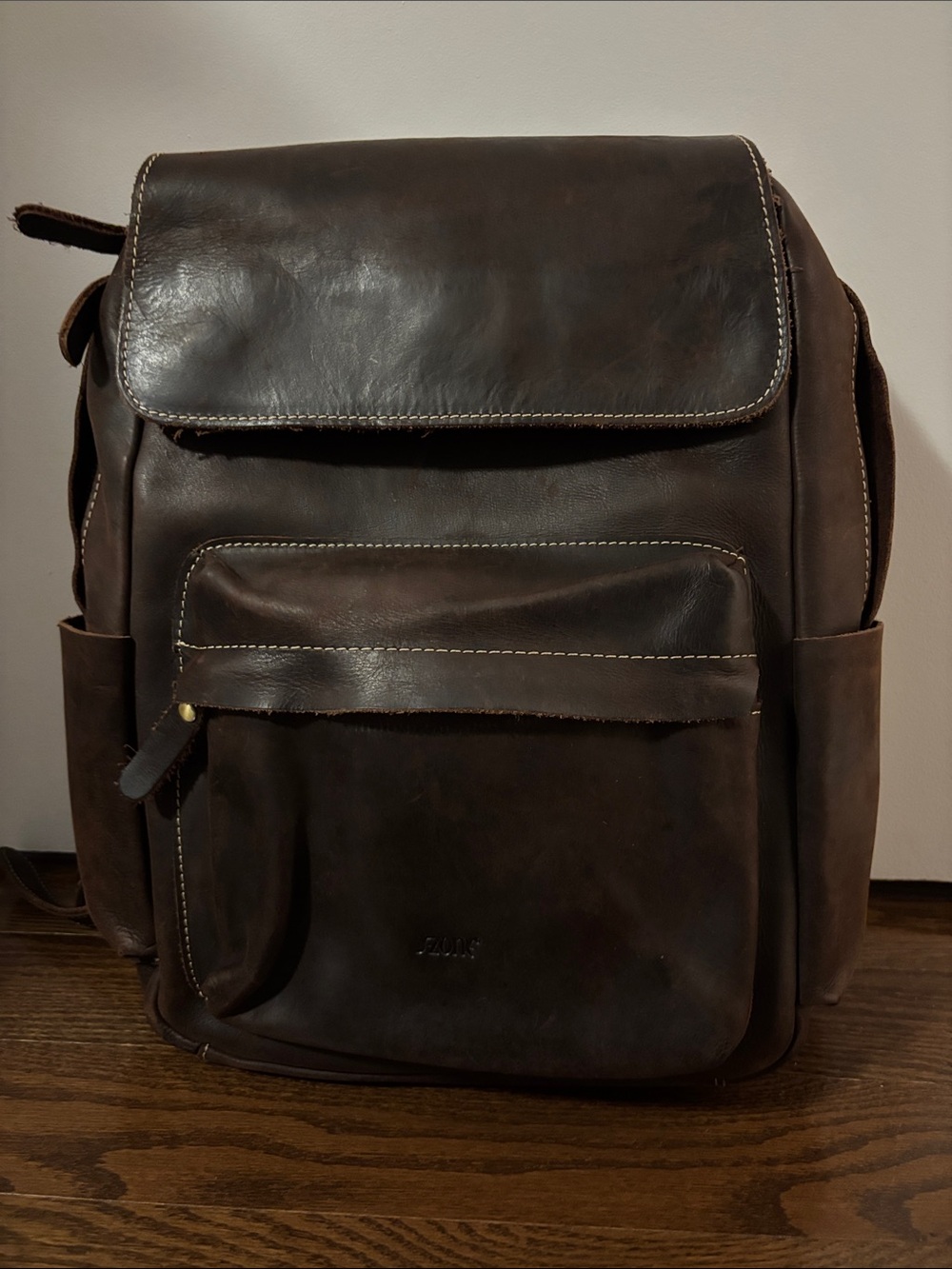 Leather Backpack for Men - Dark Brown